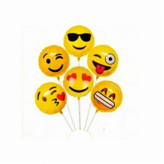 Gülen Yüz Emoji Folyo Balon 6Lı Set 45 Cm