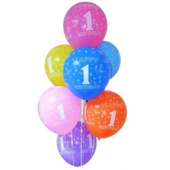 1 Yaş Baskılı Karışık Balon 10 Lu Paket