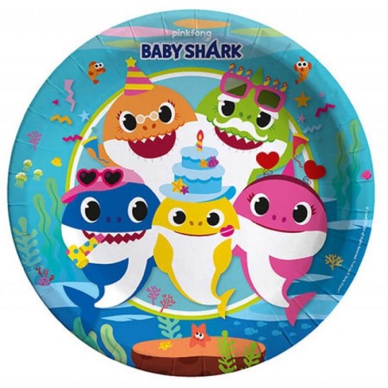 Baby Shark Lisanslı Karton Tabak 23Cm 8 Adet