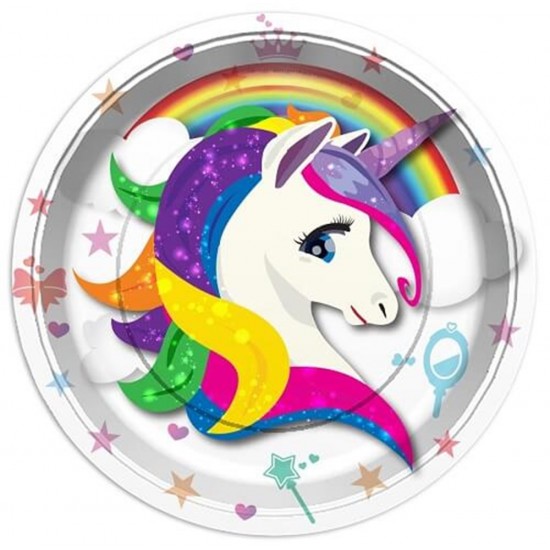 Unicorn Temalı Karton Tabak 23Cm 8 Adet