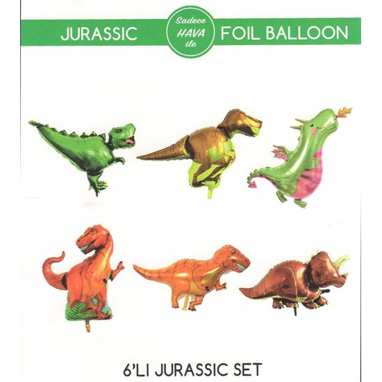 Dinazorlar Jurassic Folyo Balon Set 6Lı 35Cm