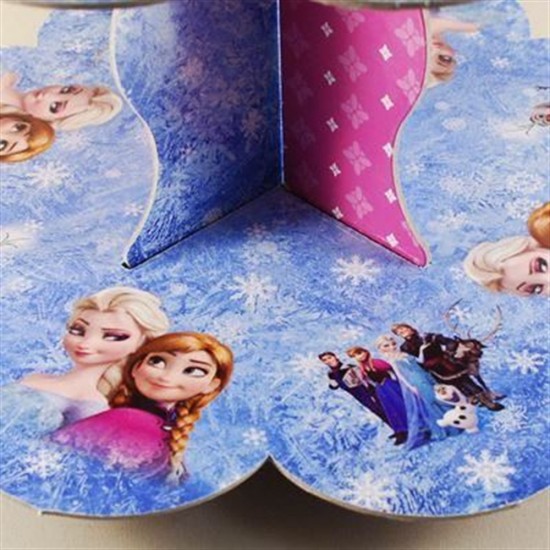 Frozen Elsa Karlar Ülkesi Temalı Karton Cupcake Kek Standı 3 Katlı