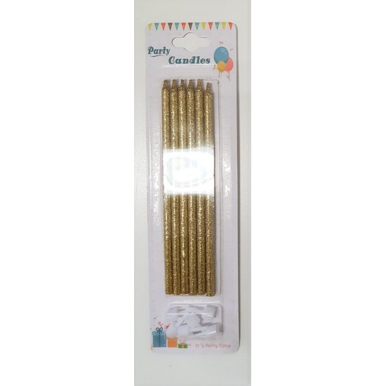 Çubuk Pasta Mumu Simli Gold Altın 14 Cm 6 Adet