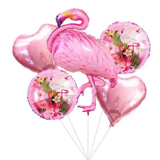 Flamingo Folyo Balon Pembe 5Lİ Set 45Cm - 90Cm