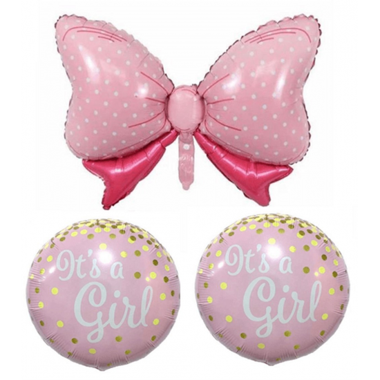 Its A Girl Fiyonk Folyo Balon 3Lü Set 45Cm - 70Cm