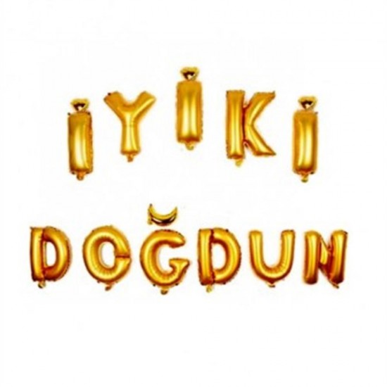 İyi Ki Doğdun Folyo Balon Harf Set Gold 40 Cm