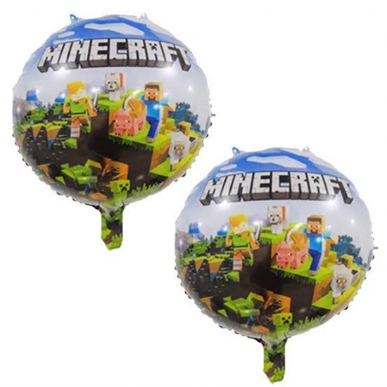 Minecraft Temalı Yuvarlak Folyo Balon 45 Cm