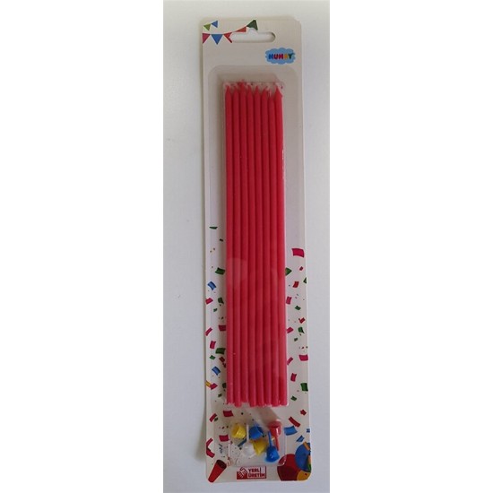 Çubuk Pasta Mumu Kırmızı 20 Cm 7 Adet