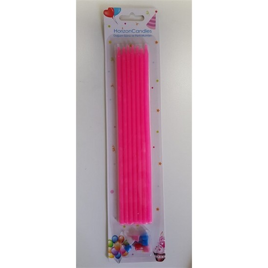 Çubuk Pasta Mumu Pembe 20 Cm 7 Adet