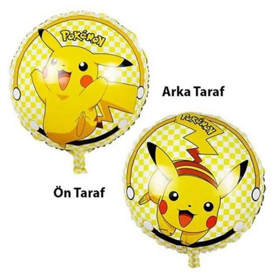 Pokemon Pikachu Baskılı Temalı Yuvarlak Folyo Balon 45 Cm