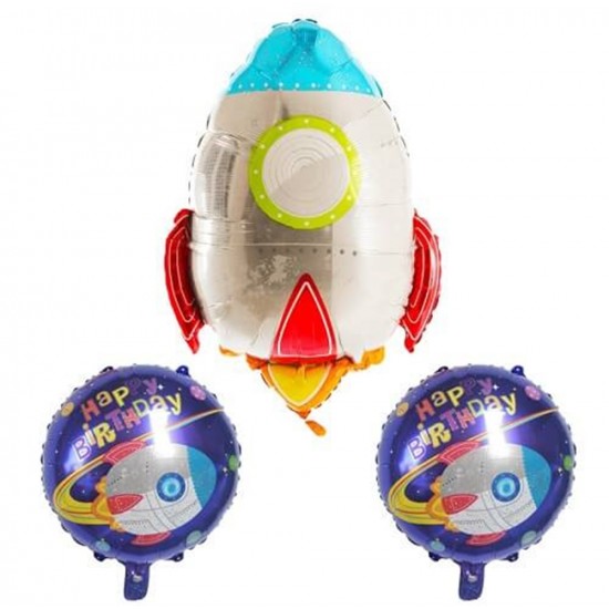 Rocket Kozmik Folyo Balon 3Lü Set 45Cm - 70Cm