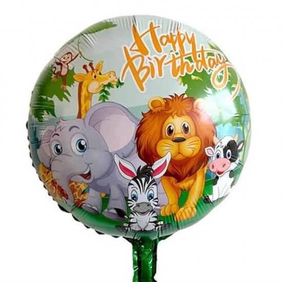 Safari Sevimli Hayvanlar Temalı Yuvarlak Folyo Balon 45 Cm