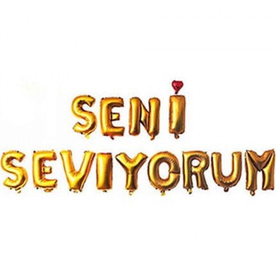 Seni Seviyorum Folyo Balon Harf Set Gold 40 Cm