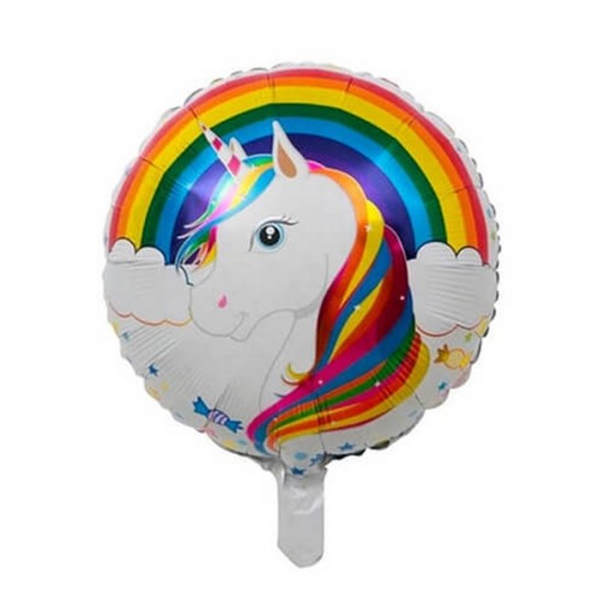 Unicorn Gökkuşağı Yuvarlak Folyo Balon 45 Cm