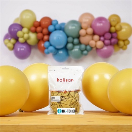 Retro Balon Zerdeçal 12 İnç 100 Adet