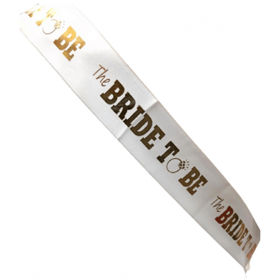 Bride To Be Kuşak Beyaz Üzeri Gold Altın