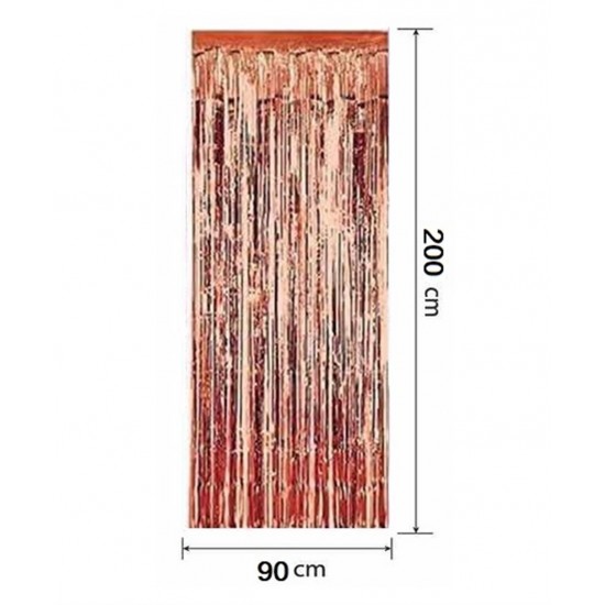 Metalize Arka Fon Kapı Perdesi 90X200cm Rose Gold