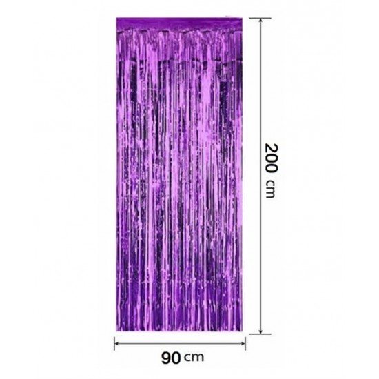 Metalize Arka Fon Kapı Perdesi 90X200cm Mor