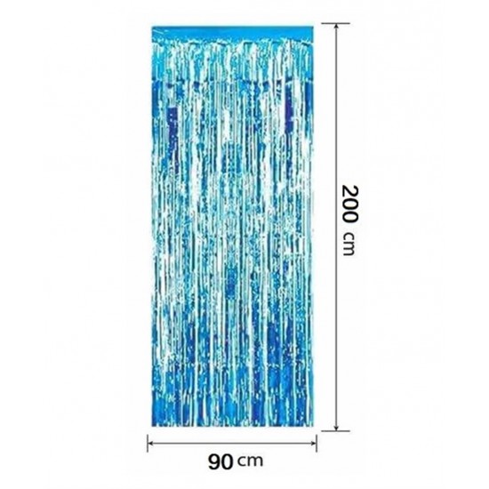 Metalize Arka Fon Kapı Perdesi 90X200cm Açık Mavi