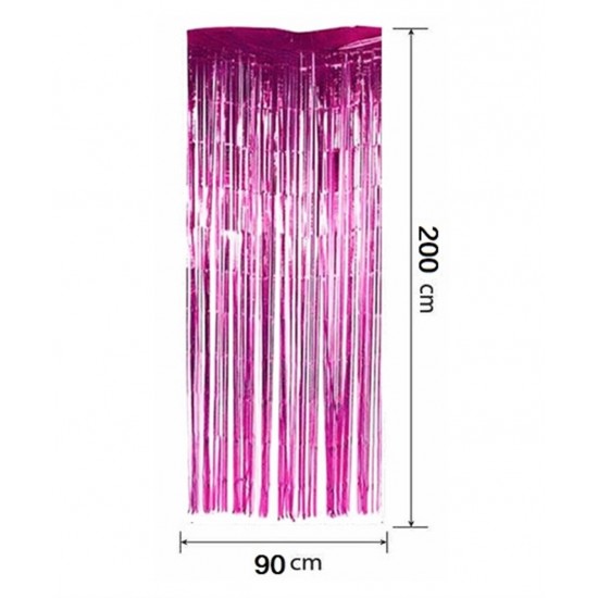 Metalize Arka Fon Kapı Perdesi 90X200cm Fuşya