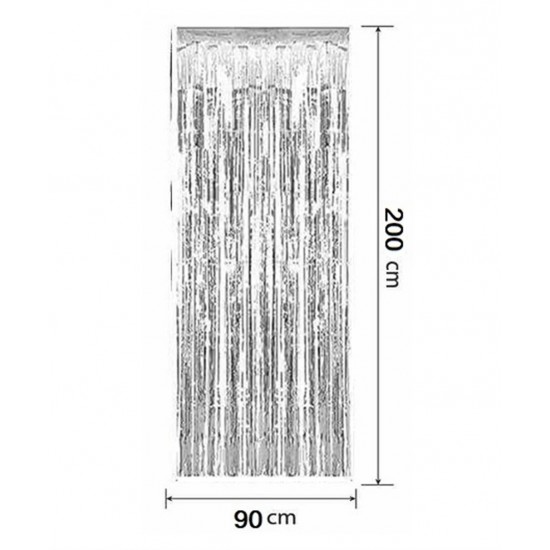 Metalize Arka Fon Kapı Perdesi 90X200cm Gümüş