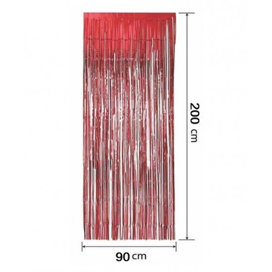 Metalize Arka Fon Kapı Perdesi 90X200cm Kırmızı