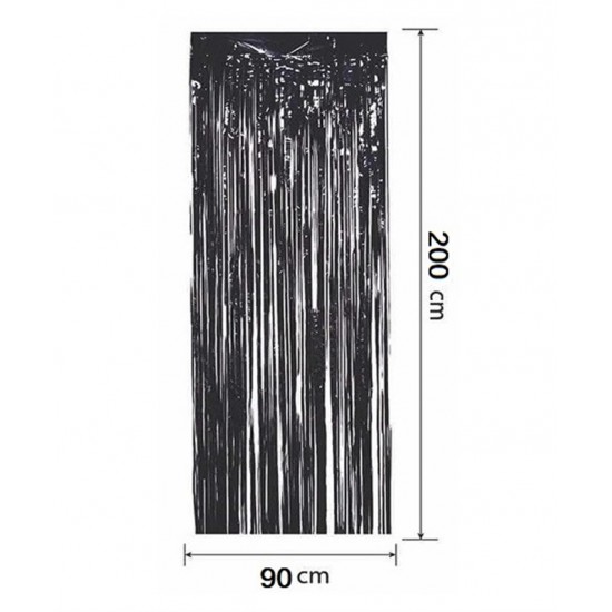 Metalize Arka Fon Kapı Perdesi 90X200cm Siyah