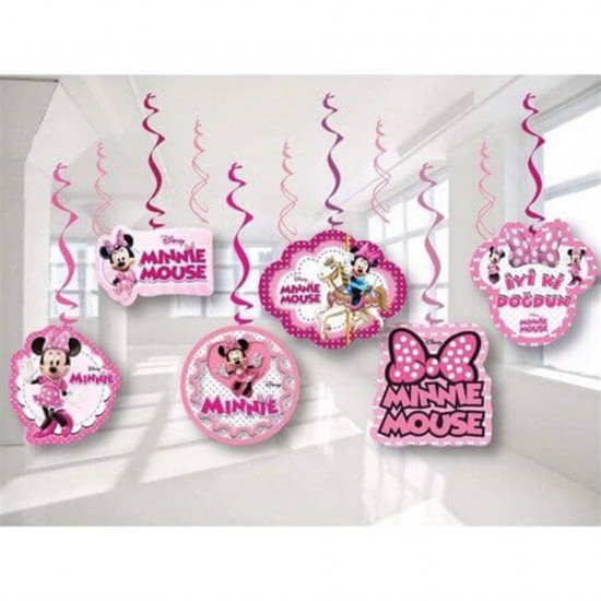 Minnie Mouse Temalı Çift Taraflı Sarkıt Kağıt Süs 6Lı