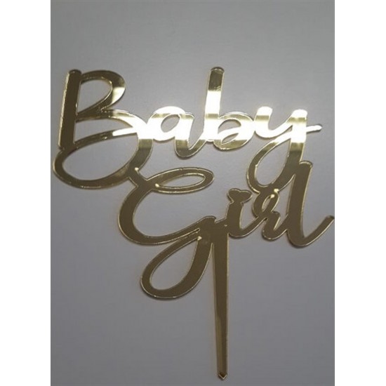 Pasta Üstüne Pleksi Baby Girl Gold Yazısı