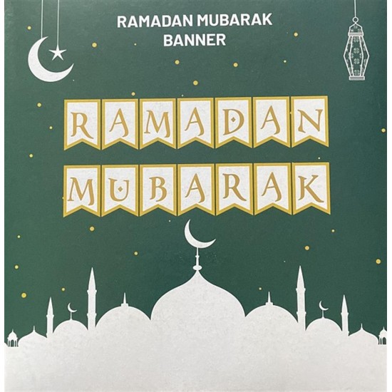 Ramadan Mubarak Varaklı Zikzak Banner Kağıt Süs