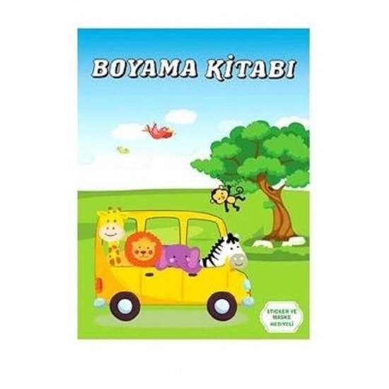 Safari Sevimli Hayvanlar Boyama Kitabı - Sticker Ve Maskeli