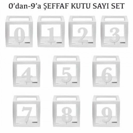 Şeffaf Kutu Rakam 0-9 Set BEYAZ 10Lu