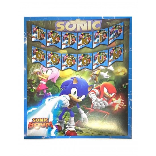 Sonic Boom Temalı İyi Ki Doğdun Zigzag Banner Kağıt Süs