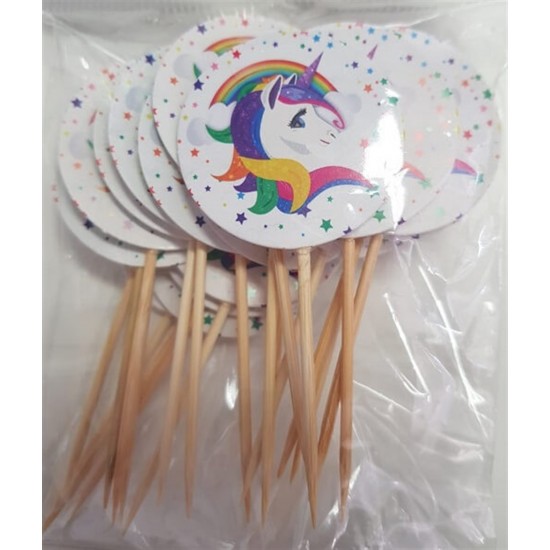 Unicorn Konsept Parti Cupcake Kürdanı 20 Adet